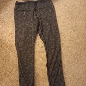 Reebok Womens Heathered Black Leggings W/Mesh Inserts Size L EUC